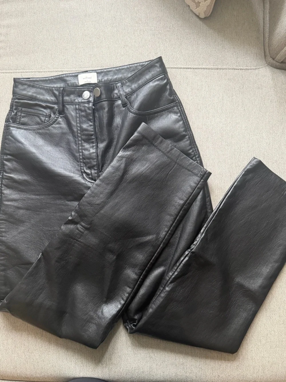 Wilfred Aritzia Black High-Rise Faux Leather Jeans - Picture 1 of 5